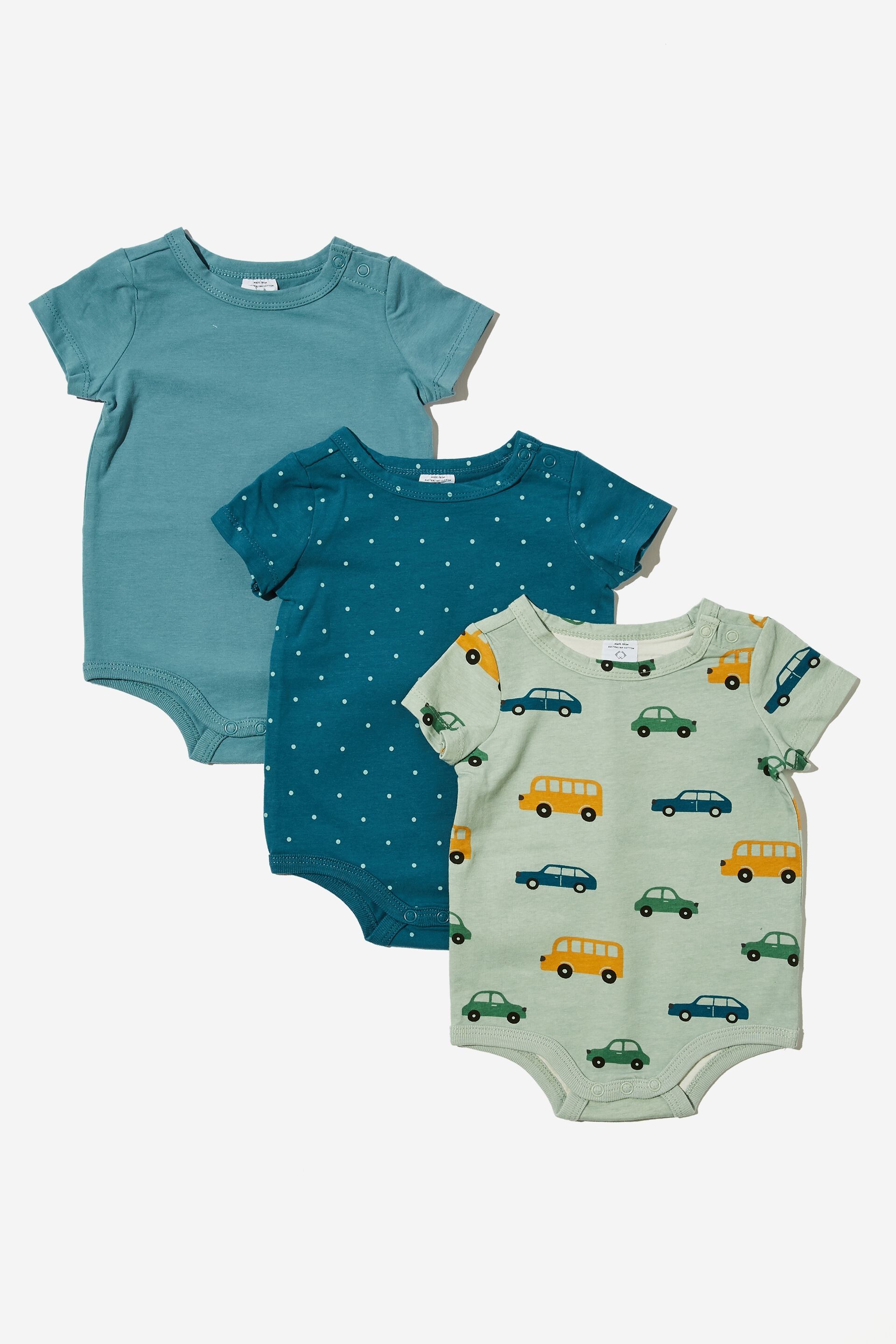 Baby All In Ones & Bodysuits | 3 Pack Short Sleeve Bubbysuits - RH12237