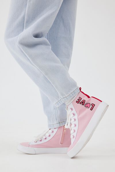 Licensed High Top Trainer, LCN KEI KEITH HARING LOVE/MARSHMALLOW
