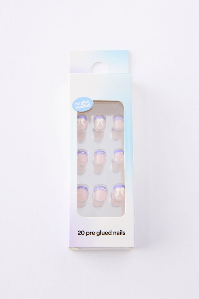 Kids Stick-On Nails, VINTAGE LILAC/PEARLY BOWS