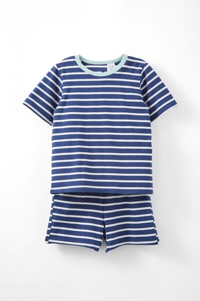 Jordan Short Sleeve Pyjama Set, VANILLA/IN THE NAVY STRIPE