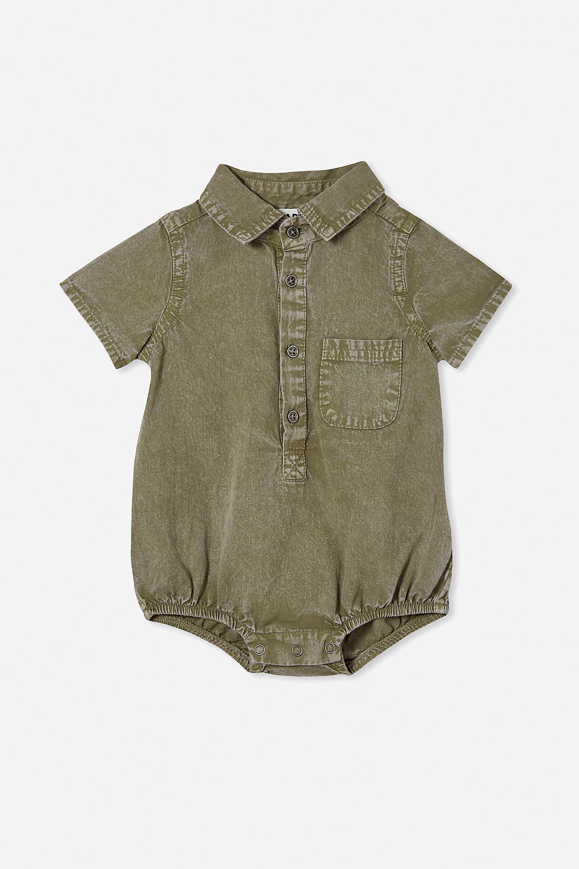 Baby All In Ones & Bodysuits | Malcolm Short Sleeve Shirt Bubbysuit - YP01331