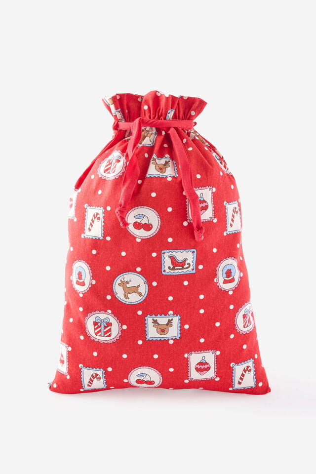Santa Sack Family Xmas, VARSITY RED/RUDOLPH SPOT