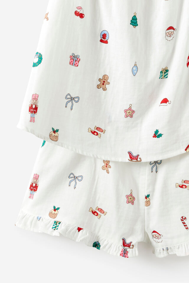 Adults Babydoll Family Xmas Pj Set, VANILLA/EVERYTHING CHRISTMAS