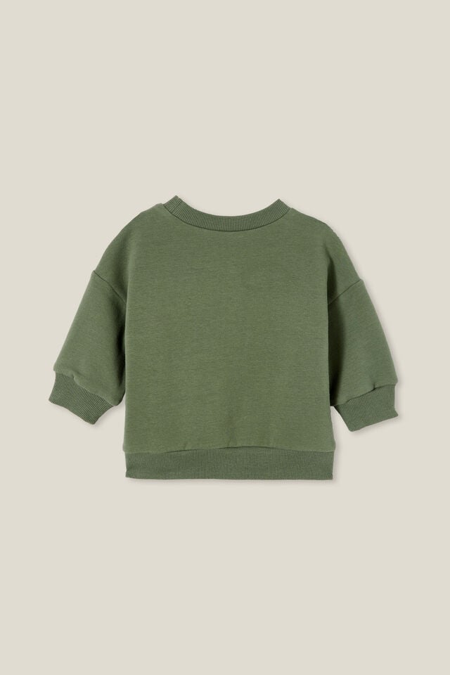 Moletom - Alma Drop Shoulder Sweater, SWAG GREEN/RHINO & DINO