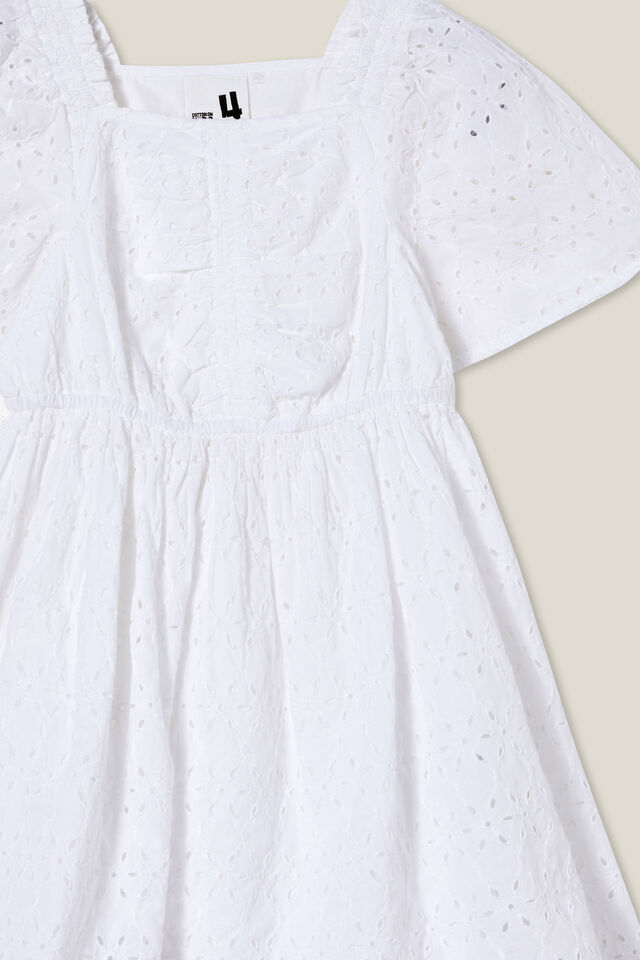 Symone Short Sleeve Dress, WHITE BRODERIE