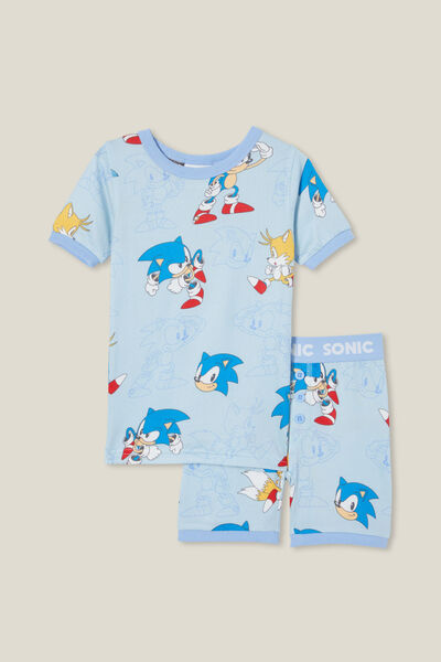 Sawyer Super Soft Short Sleeve Pyjama Set License, LCN SEG FROSTY BLUE/SPEEDY SONIC