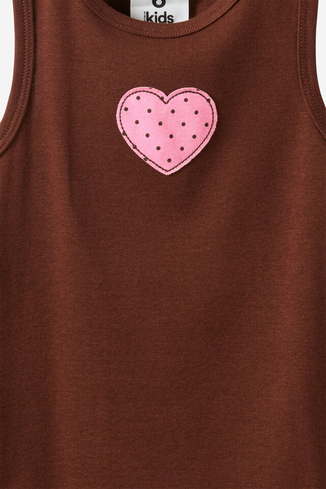 Fitted Essential Racer Back Tank, ROCKY ROAD/STRAWBERRY MILK HEART