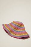 Kids Crochet Bucket Hat, RAINBOW STRIPE - alternate image 2