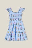 Jeanie Flutter Sleeve Dress, DUSK BLUE/GRID FLORAL - alternate image 1