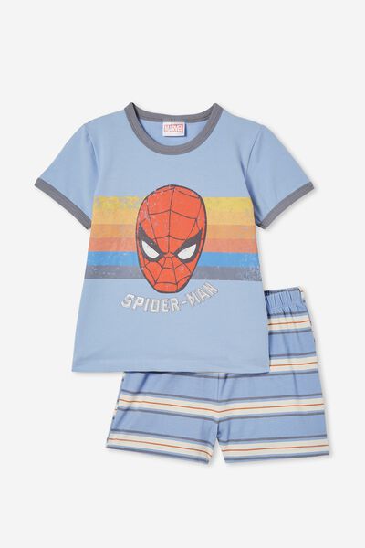 Pijama - Felix Short Sleeve Pyjama Set License, LCN MAR DUSK BLUE/SPIDERMAN RETRO