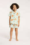 Riley Kids Unisex Short Sleeve Pyjama Set, MALACHITE/GINGERBREAD STRIPE - alternate image 1