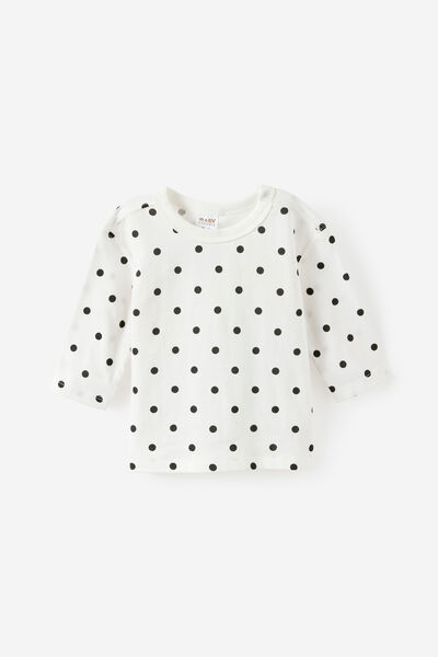 Baby Essential Long Sleeve Graphic Tee, VANILLA SPOT