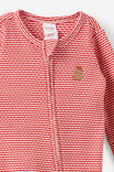 Littlie Organic Long Sleeve Zip All In One Romper, VARSITY RED/MILK/BEAR STRIPE - example image 2