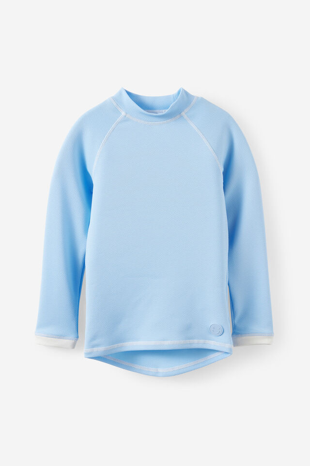 Flynn Long Sleeve Raglan Rash Vest, CLOUD BLUE/VANILLA