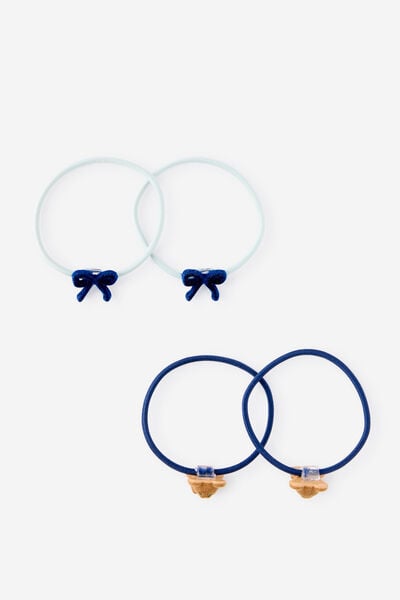 Kids Multi Pack Hair Ties, TEDDY BEARS/BOWS