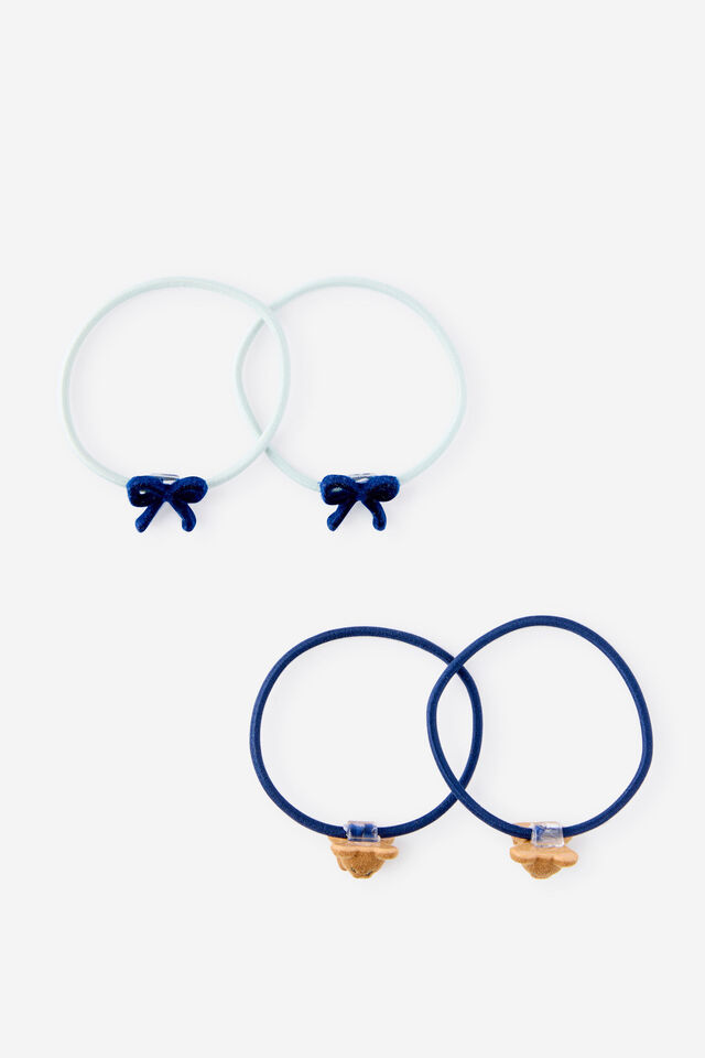 Kids Multi Pack Hair Ties, TEDDY BEARS/BOWS