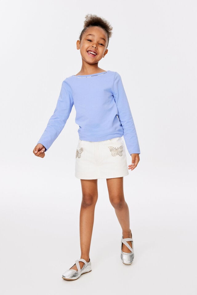 Alayna Aline Denim Skort, HAYMAN ECRU/BUTTERFLY BLING