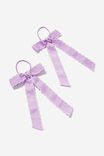 Bailee Bow Hair Tie 2Pk, LILAC DROP/MOONSTITCH - alternate image 1