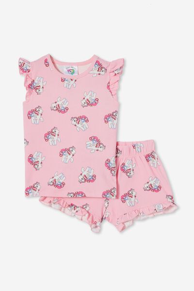 Stacey Flutter Short Sleeve Pyjama Set Licensed, LCN HAS MLP OMBRE HAIR/CALI PINK