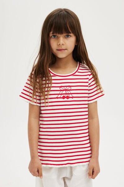 Raya Rib Baby Tee, VARSITY RED/VANILLA CHERRIES