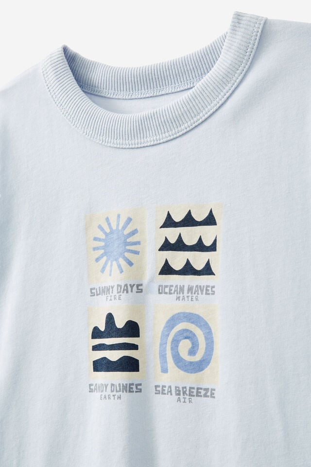 Jonny Short Sleeve Graphic Print Tee, MORNING BLUE/WINTER GREY BEACH SIDE ELEMENTS