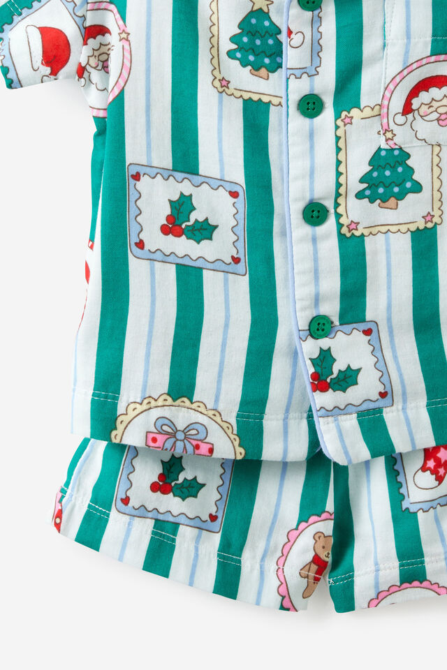 Baby Woven Family Xmas Pj Set, ENGLISH IVY/SANTA STAMP
