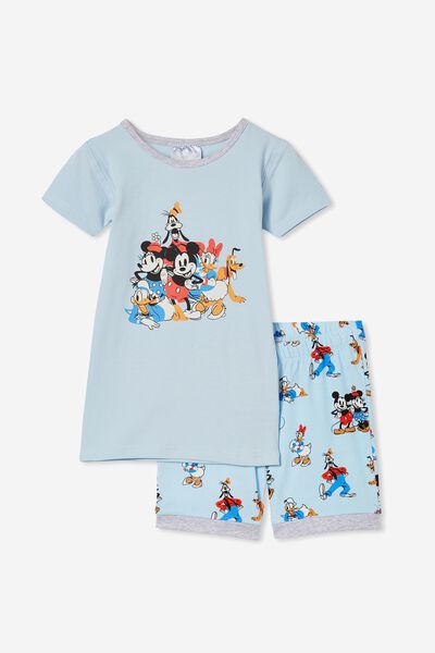 Ted Short Sleeve Pyjama Set Licensed, LCN DIS MICKEY & FRIENDS FROSTY BLUE