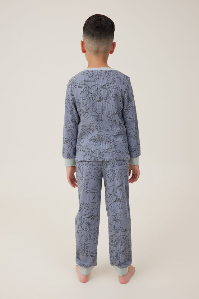 Finley Long Sleeve Pyjama Set, STEEL/SKETCHY OUTLINE DINO