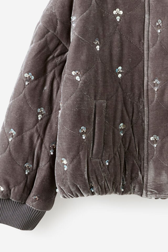Bling Bomber Jacket, CHARCOAL