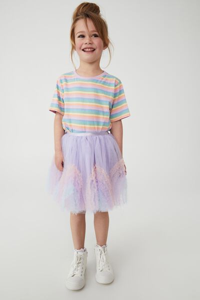 Trixiebelle Dress Up Skirt, SMOKEY LILAC/RAINBOW RUFFLE