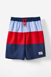 Bobby Stretch Board Short, VARSITY RED/IN THE NAVY BLOCK STRIPE - alternate image 1