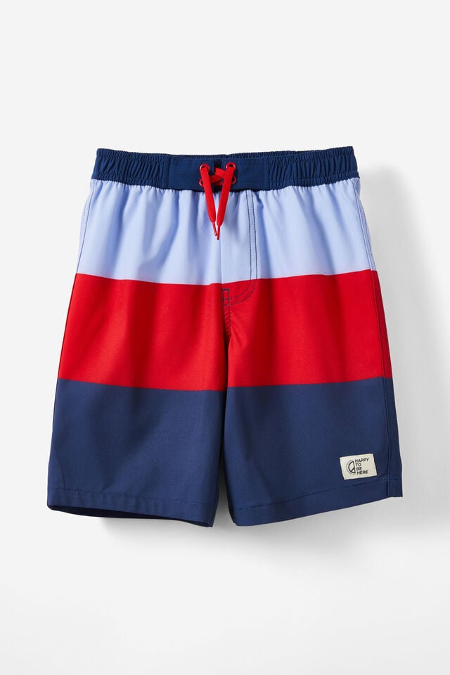 Bobby Stretch Board Short, VARSITY RED/IN THE NAVY BLOCK STRIPE