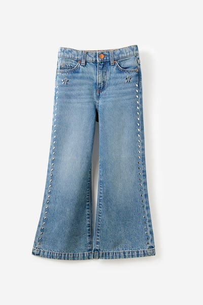 Bootleg Denim Jean, BLUE HAVEN MID BLUE/STUDS