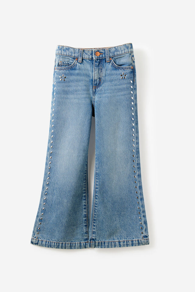 Bootleg Denim Jean, BLUE HAVEN MID BLUE/STUDS