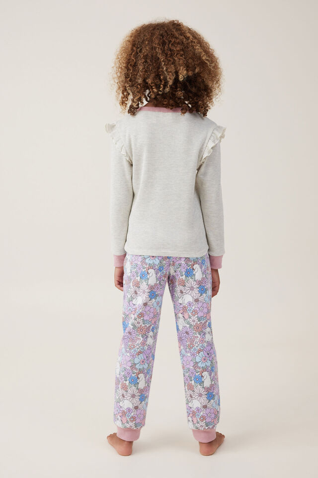 Willow Long Sleeve Flutter Pyjama Set, OATMEALE MARLE/QUINN BUNNY