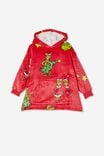 Snugget Kids Oversized Hoodie Licensed, LCN DRS GRINCH XMAS TREE LUCKY RED