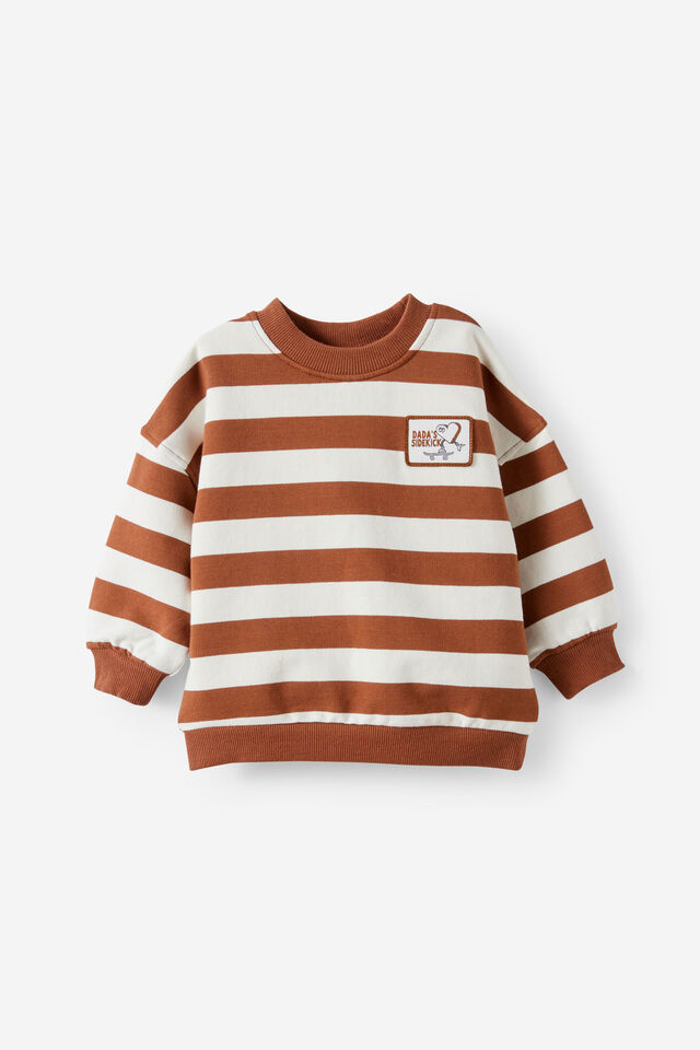 Baby Sweater, CHESTNUT/DARK VANILLA STRIPE DADA S SIDEKICK