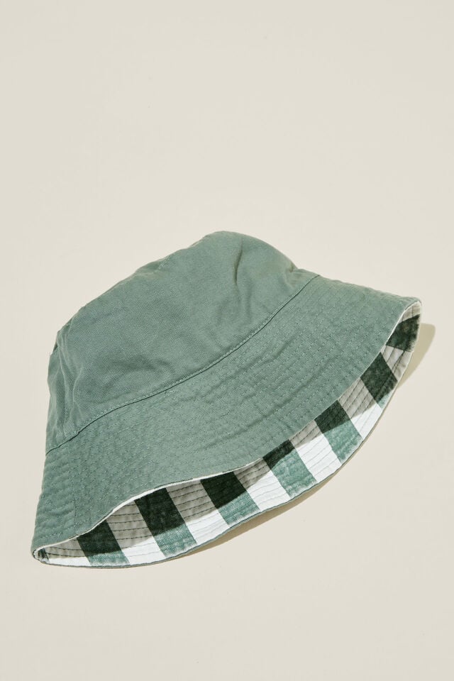 Kids Reversible Bucket Hat, SWAG GREEN/BLOCK STRIPE