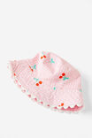 Kids Reversible Bucket Hat, BLUSH PINK GINGHAM/CHERRIES - alternate image 2