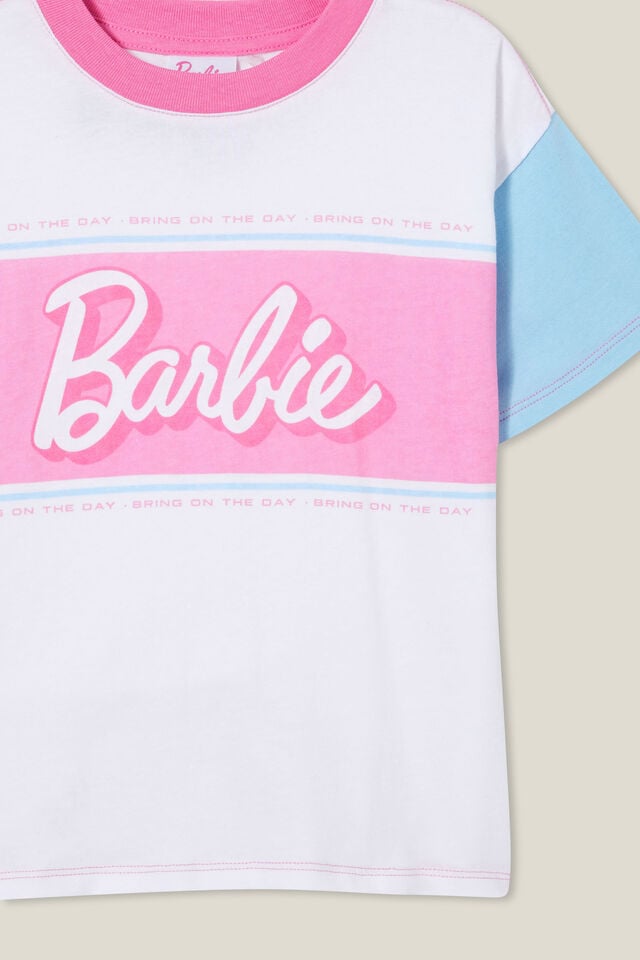 Barbie Drop Shoulder Short Sleeve Tee, LCN MAT BARBIE RACER/WHITE