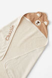 Baby Snuggle Towel - Personalised, TAUPY BROWN/BEAR - alternate image 3