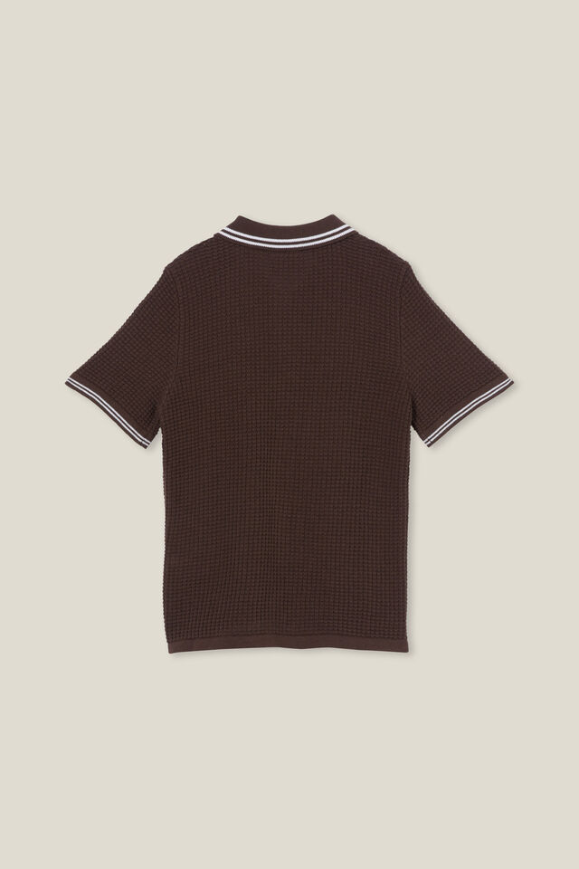 Knitted Short Sleeve Shirt, HOT CHOCCY/WAFFLE KNIT