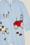 The Long Sleeve Zip Romper, FROSTY BLUE/DOG TRACTOR DRIVER - alternate image 2