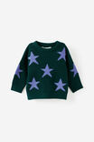 Baby Knit Jumper, WINTER JADE/BLUE BONNET STAR - example image 1