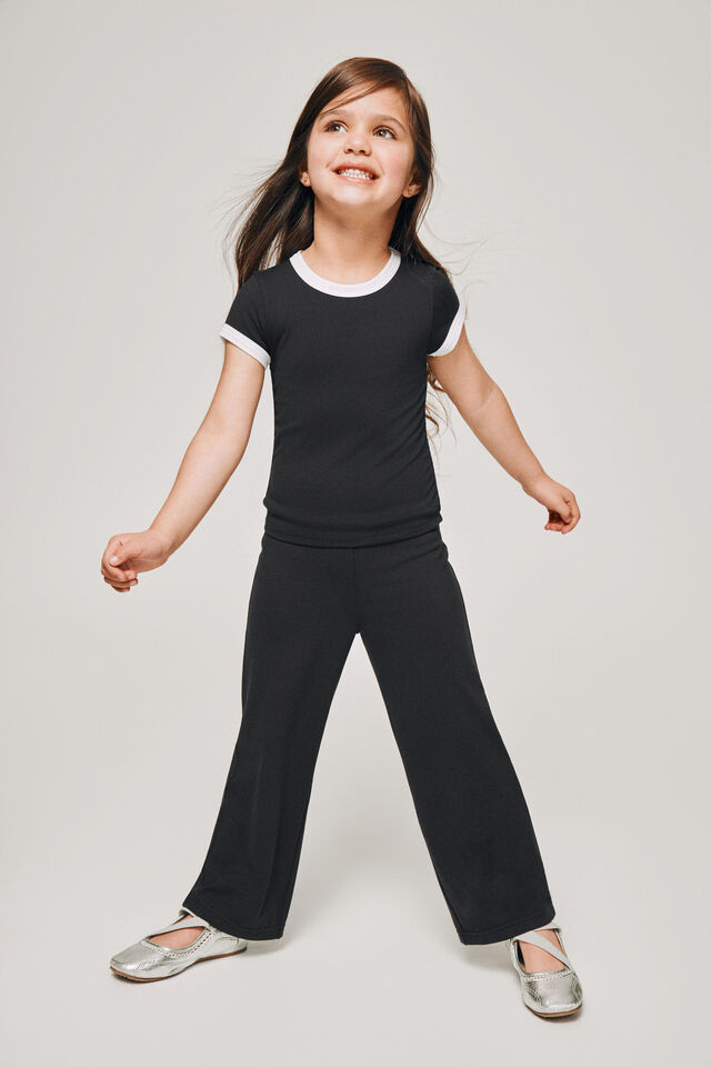 Soft Stretch Active Wide Leg Pant, BLACK
