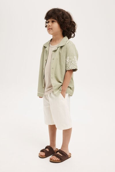 Cabana Short Sleeve Shirt, DEEP SAGE/VANILLA MONSTERA