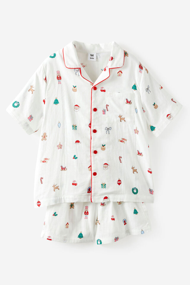 Adults Woven Family Xmas Pj Set, VANILLA/EVERYTHING CHRISTMAS