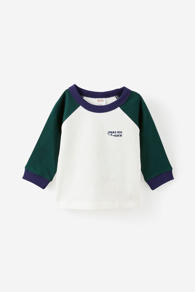 Baby Rugby Long Sleeve Top, WINTER JADE/VANILLA