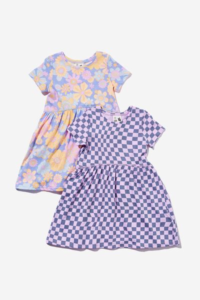 Girls Multipack Short Sleeve Dresses 2 Pack, ALICE CHECK WANDA BUNDLE