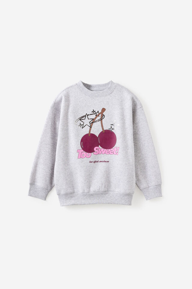 Sammy Oversized Crew, GREY MARLE/TOO SWEET